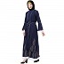 Printed Shrug with Inner abaya- Navy Blue